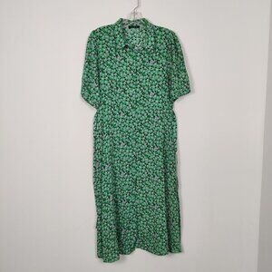 Trendyol Green White Collar Dolman Sleeve Midi Dress Size EU 42 Boho Cottagecore